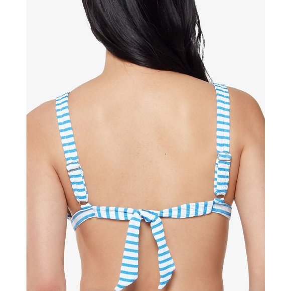 JESSICA SIMPSON Sunshine Stripe Cropped Bikini Top - Blue - Large - Picture 2 of 3